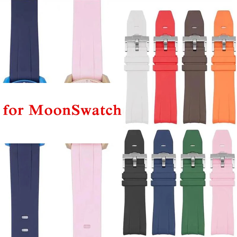 Curved End Silicone Sport Watch Band - Soft Rubber Strap 20mm