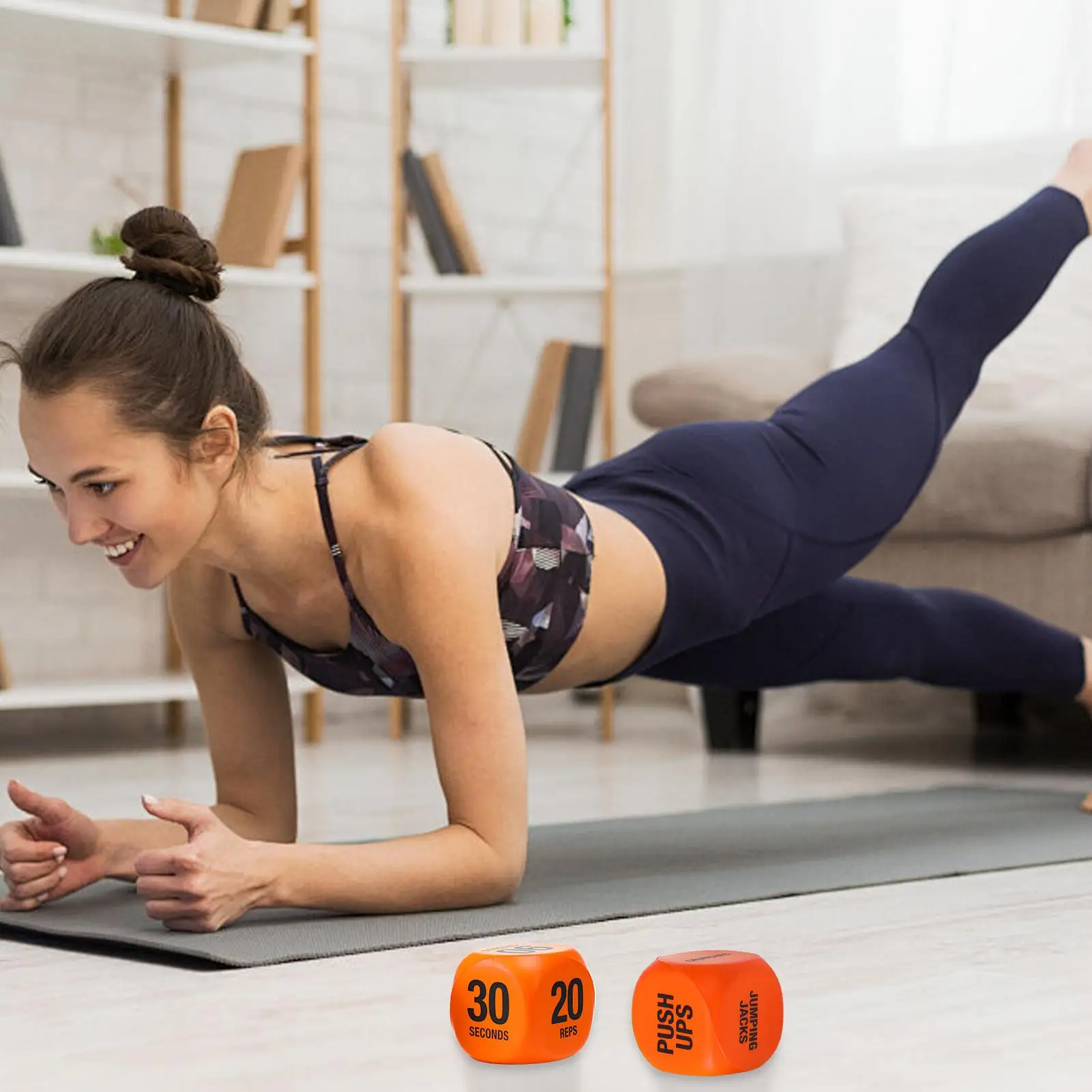 Fitness Dice 1-Pair Exercise Dice Game Workout Equipment Funny Strength Training Equipment for Women Teens Squats Push Up Sports