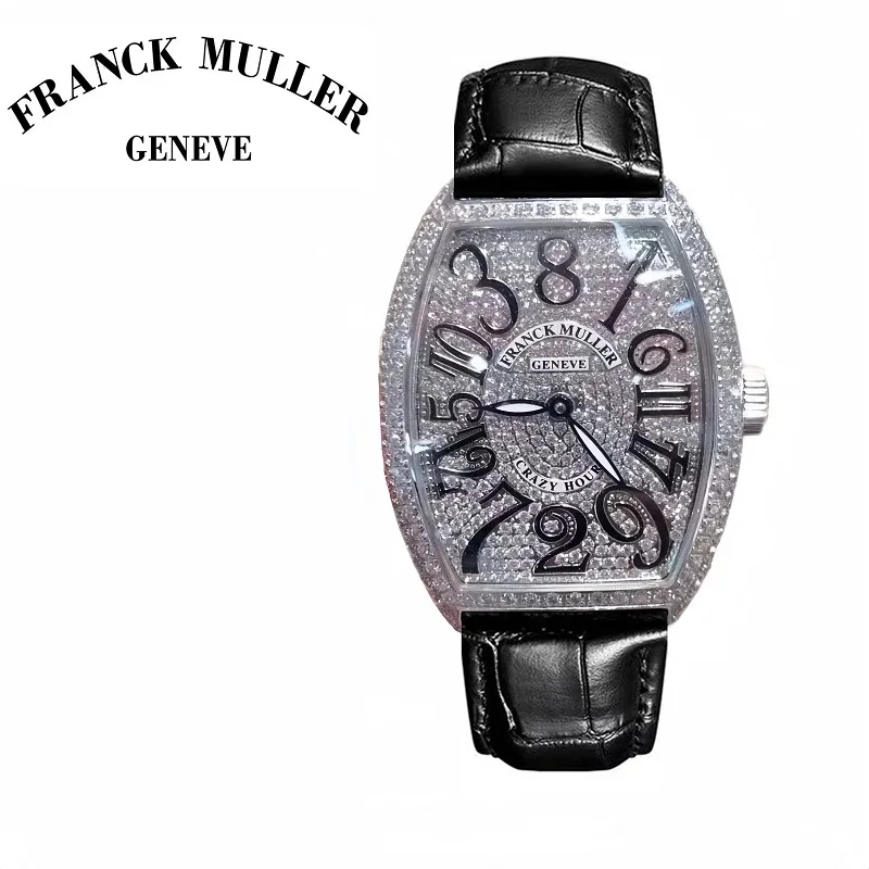 

FRANCK MULLER Women's Watch Automatic Watch Top Luxury Diamond Inlaid Sky Star Faceted Dial Leather Strap Premium Sapphire Glass