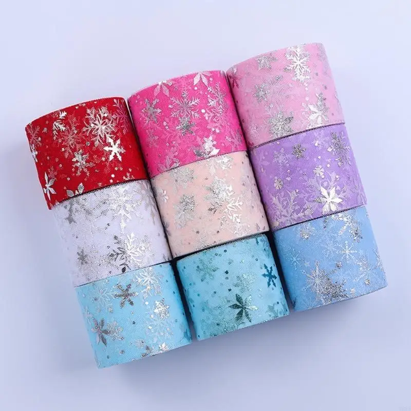 6 Stempel Glitzer Schneeflockenmuster Tüll Mesh Roll DIY TULLE BREAUBUTSTIGE FÜR BUTTORY FARTION ERHALTEN Hochzeitsdekoration