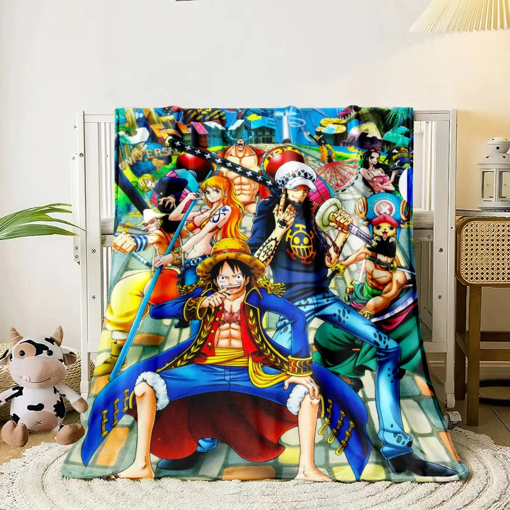 One Piece Anime HD Printed Flannel Thin Blanket.Four Season Blanket.for Sofa,bed,living Rooms,travel Picnic Blanket Gifts 4