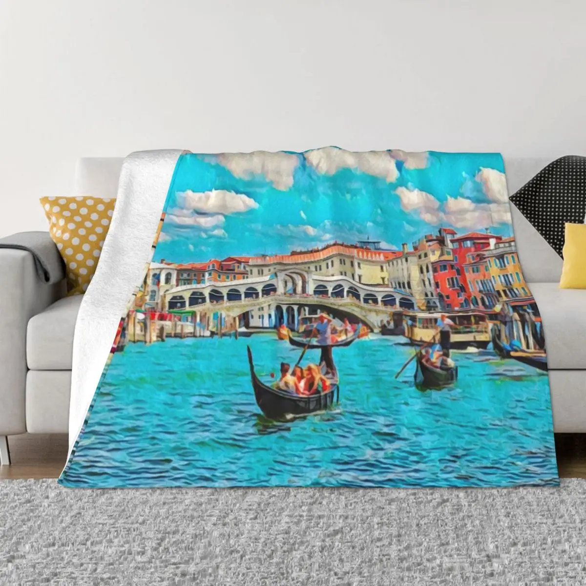 

Venice Grand Canal Throw Blanket Decorative Beds Luxury Designer Warm Blankets