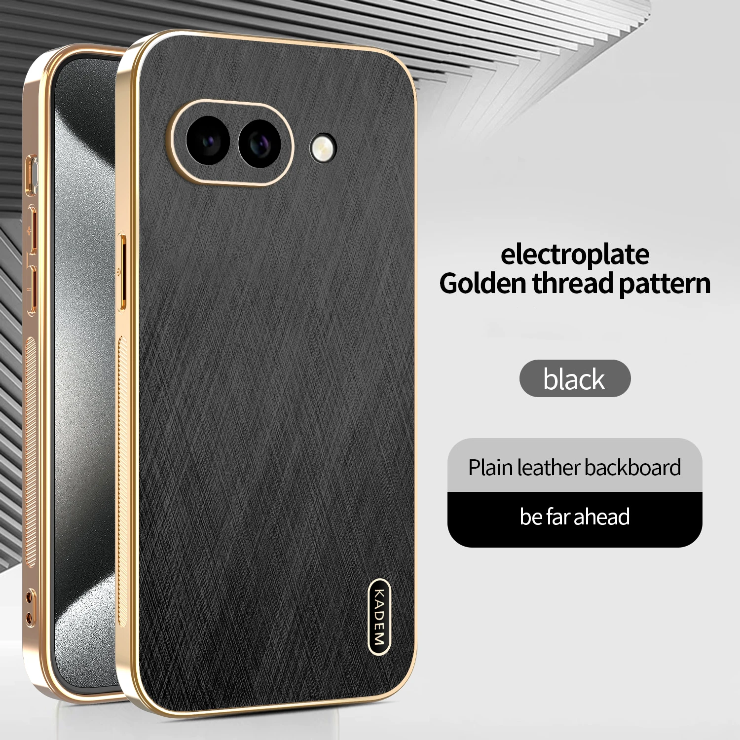 Luxury Gold Silk Texture Leather-Plated Shockproof Case