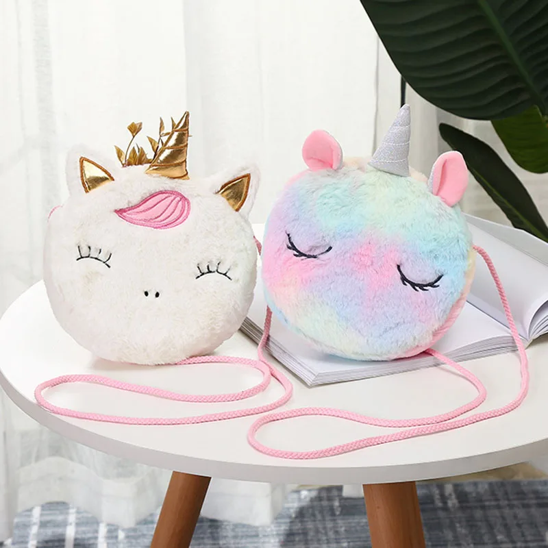 New Fashion Children Girls Shoulder Bag Cute Unicorn Animals Messenger Bag Kids Keys Coin Purse Cute Princess Mini Handbag cute unicorn kids backpack stuffed animals cross body shoulder bag coin purse wallet pouch children girl birthday gift