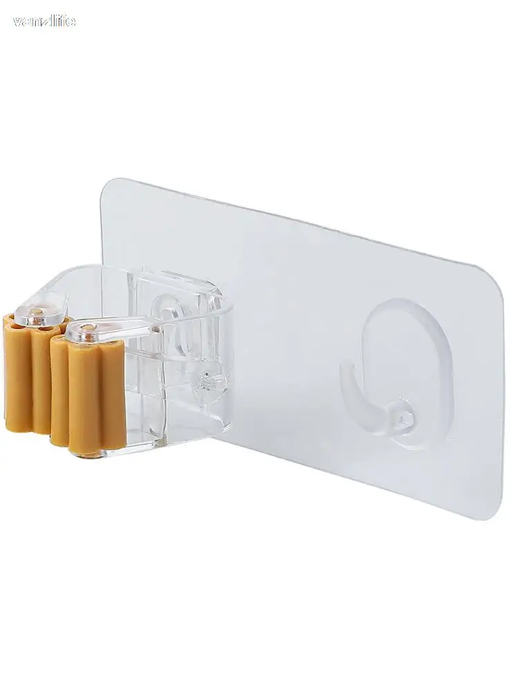vanzlife Bathroom Wall Hanging Mop Rack Household Strong Paste Mop Hook Broom Storage Card Slot Clip Storage Rack