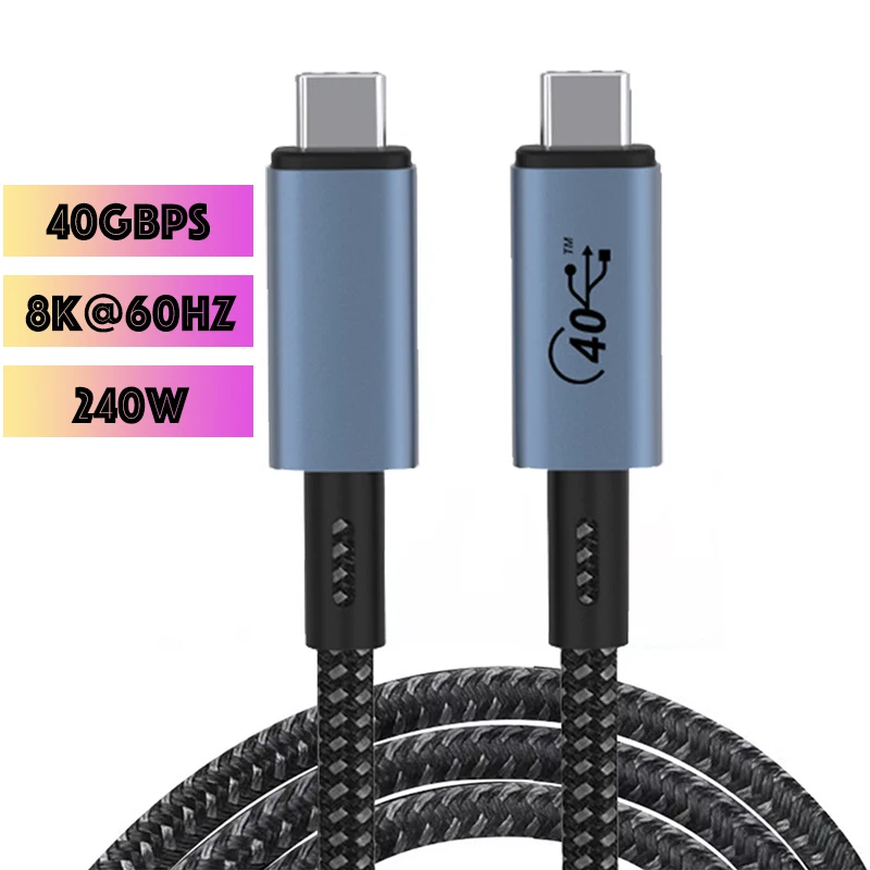 Usb Thunderbolt Cabo 40gbps 5k 60hz Transferência de Dados Usb-c pd 100w tipo c Carregador para Macbook m1 Mac Studio Display