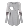 Women Maternity Long Sleeve Nursing Patchwork Color Tops Breastfeeding Blouse 4