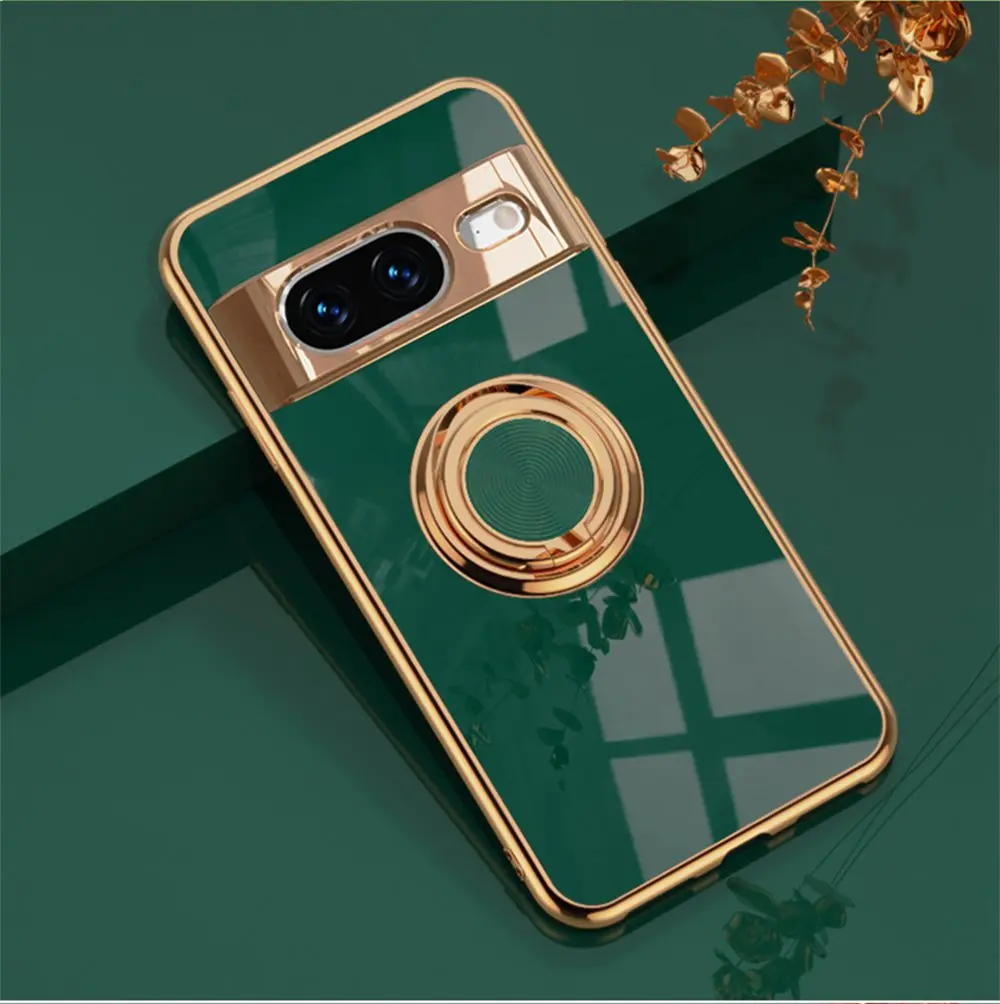 Gold Plating Shockproof Silicone Ring Case with Bumper Design