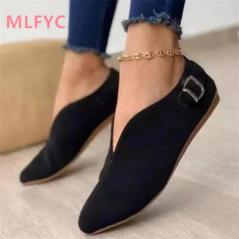 Women's casual single shoes, women's fashion large size women's shoes, flat shoes, minimalist slip on single shoes