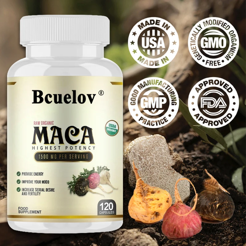 

Raw Organic Maca High Potency 1500 Mg Natural Energy Booster, Improved Mood Supports Stronger Physical Performance