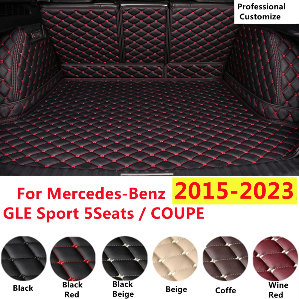 

SJ Full Set Custom Fit For Mercedes-Benz GLE 5Seats 15-2023 XPE Leather Car Trunk Mat Tail Boot Tray Liner Cargo Rear Pad Cover