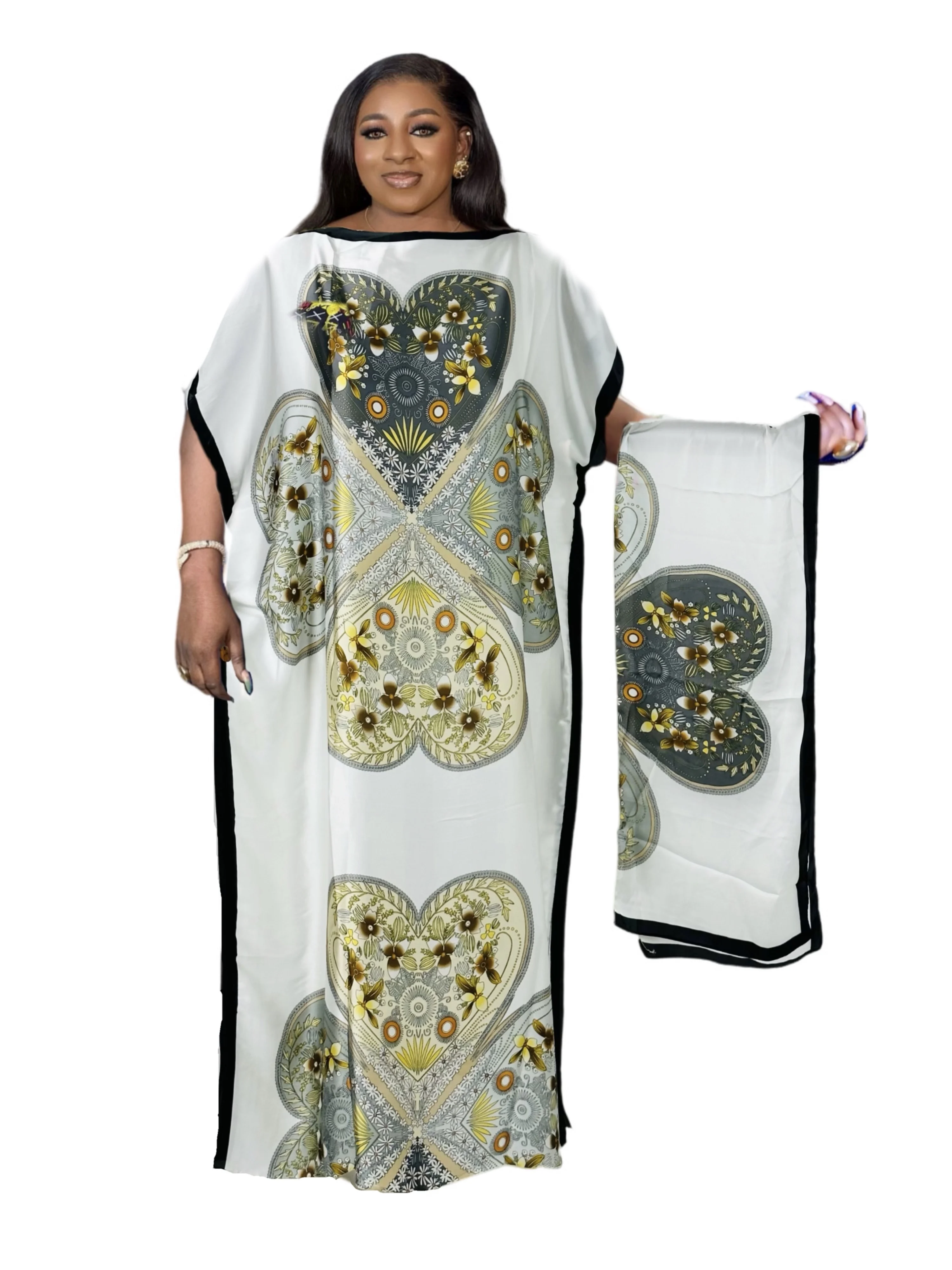 

Женское платье-кафтан с изображением четырехлистного клевера, элегантное платье макси с коротким рукавом и круглым вырезом, женское стандартное платье