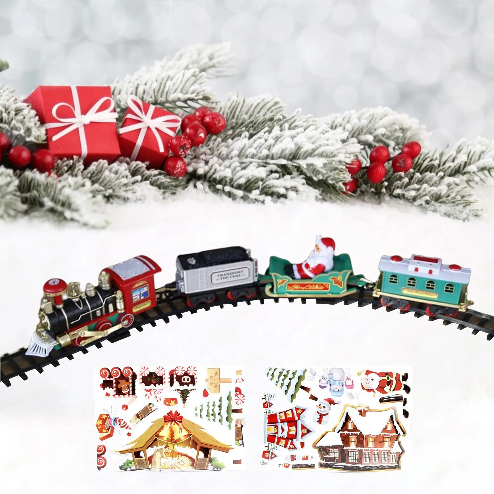 Electric Christmas Toy Train With Lights And Sounds Xmas Tree Decors