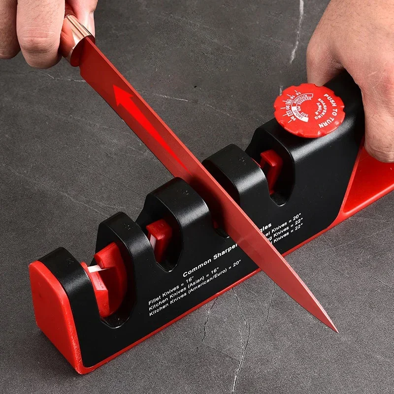 4-in-1 Knife Sharpener Stone Adjustable Tungsten Manual Sharpener for Kitchen Knives Scissors Tools Professional Home