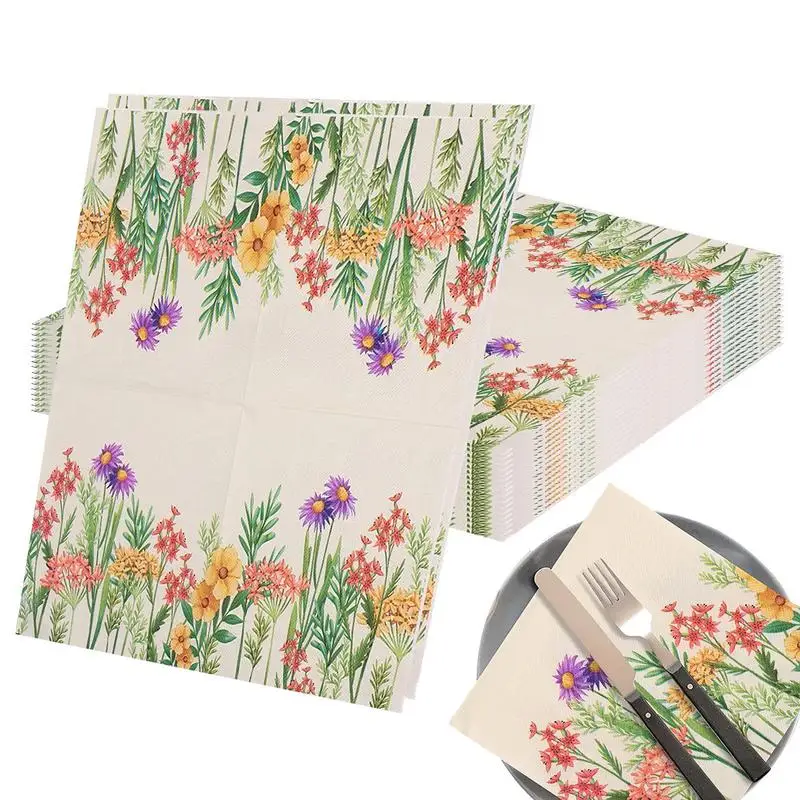 

Pastel Flower Napkins 20 Sheets Dinner Napkins Skin-friendly Wildflower Paper Napkins Absorbent Tear And Fade Resistant Paper