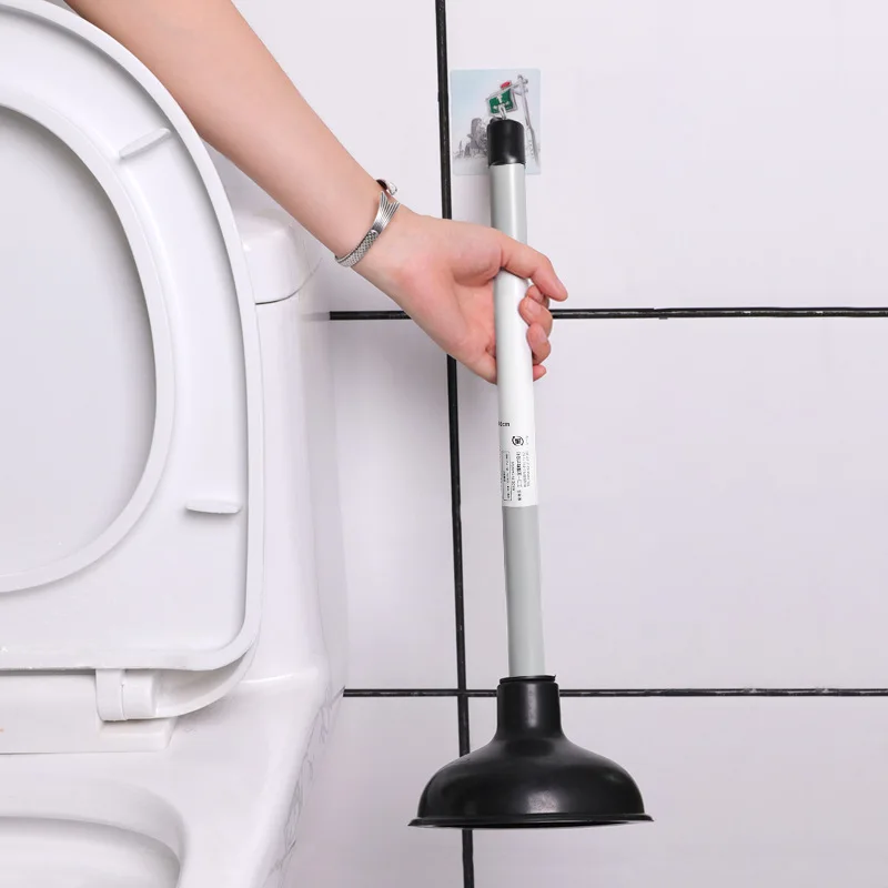 Powerful Plunger Heavy-Duty Sink Unblocker Toilet Plunger Shower Drain Unblocker Clog Remover Pipe Cleaner High Suction Plunger With 15cm 6'' Rubber Suction Cup 40cm 16'' Handle Black/White