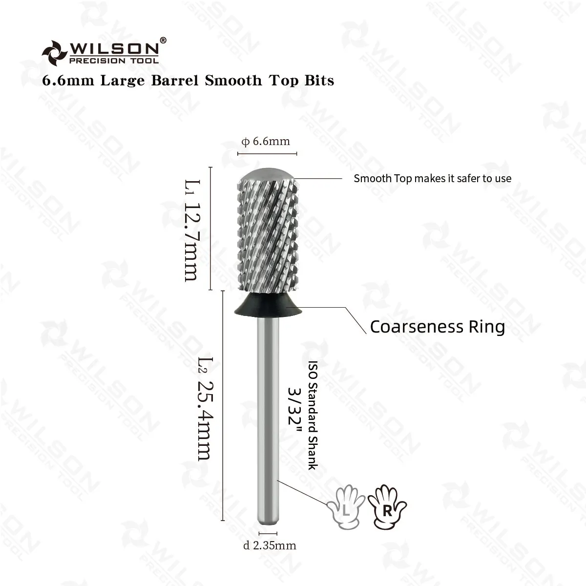 WILSON Large Barrel Smooth Top Bits Nail drill bits Remove gel carbide Manicure tool Nail accessories  Hot sale Free shipping 2