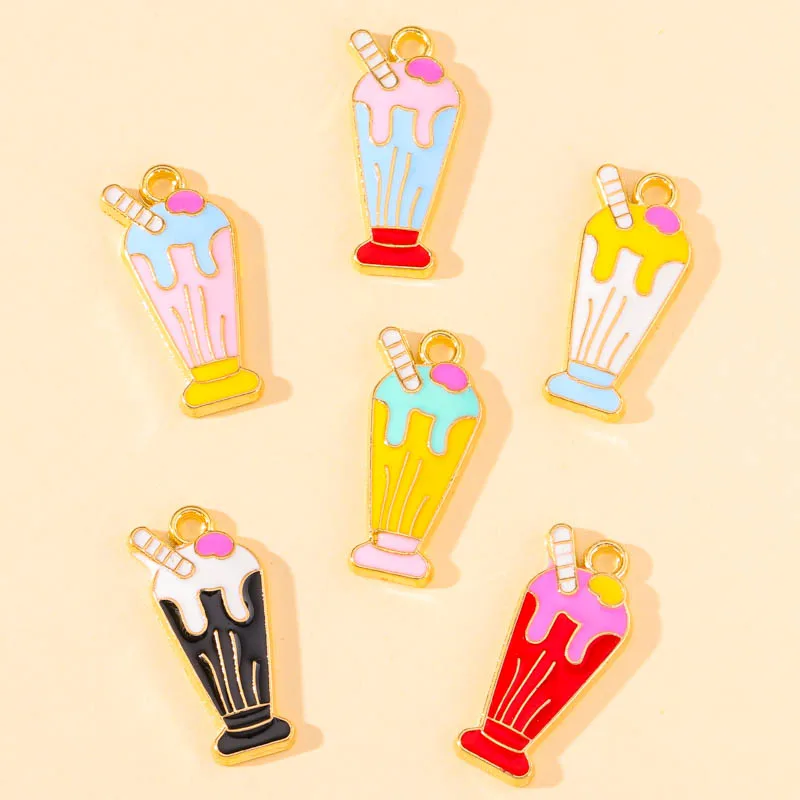 

20Pcs 11*23mm 6 Colors Enamel Golden Alloy Charm Cute Drink Cup Pendant Crafts Making Handmade DIY Jewelry for Earrings Necklace