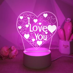 Romantic Pink 3D I Love You Night Light for Lovers - Bedroom Ambiance Gift (Pink)
