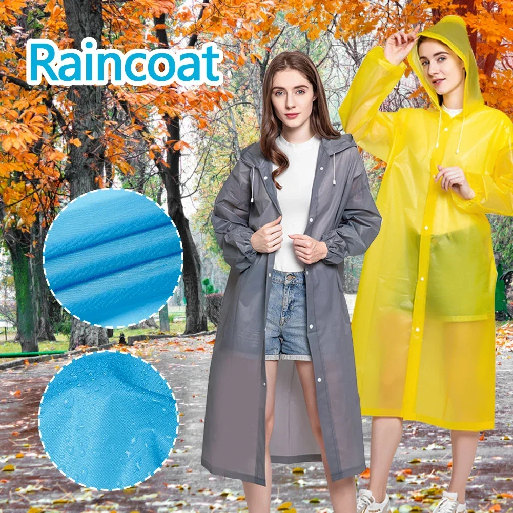 Raincoat Poncho Fashion EVA Adult Children Raincoat Outdoor Hiking Travel Reusable