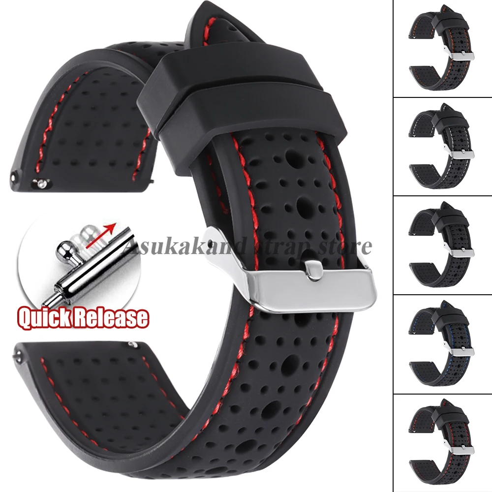 Premium Silicone Breathable Quick Release Rubber Watch Band Strap