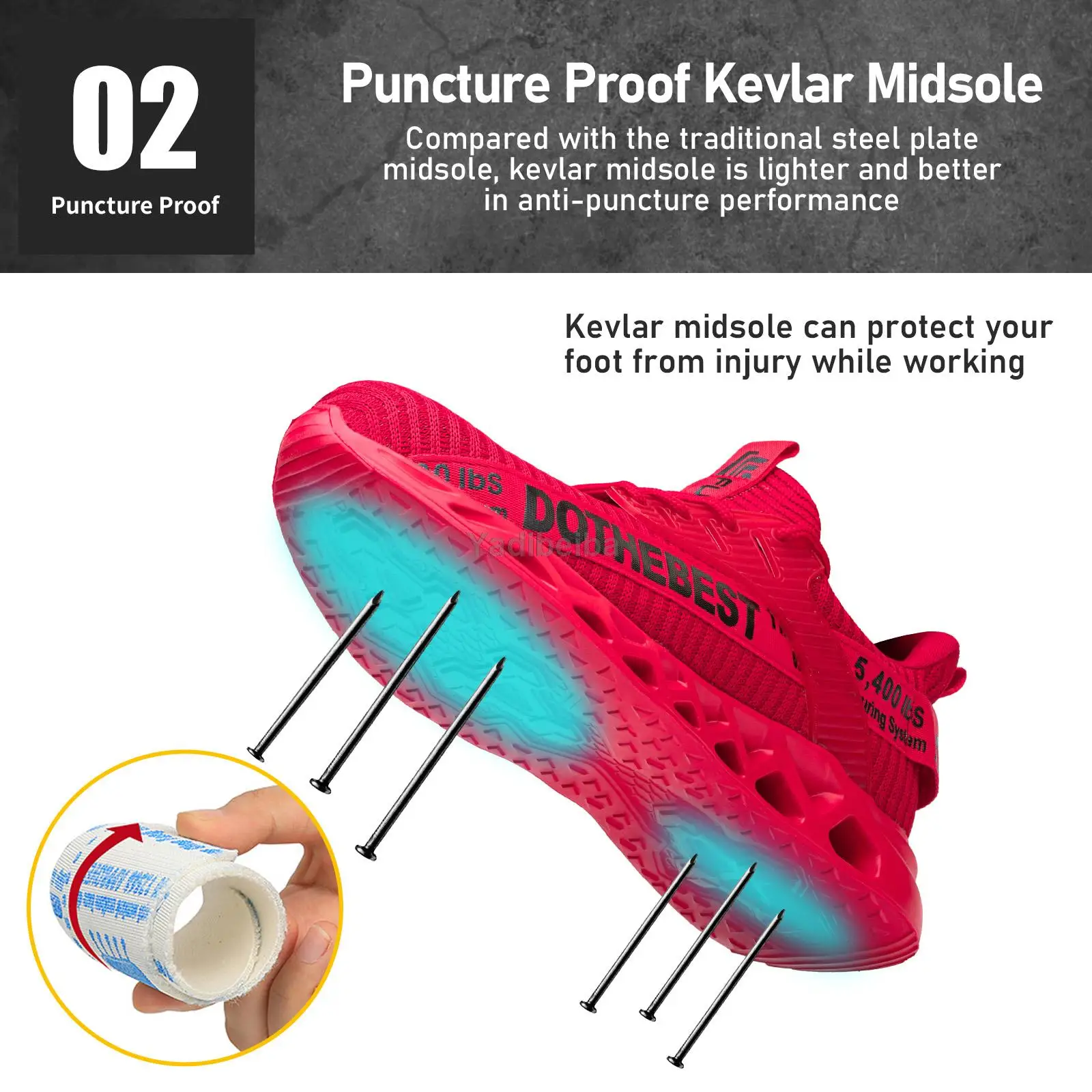 Safety Shoes Steel Toe Lightweight Work Sneakers Puncture Proof For Men Women