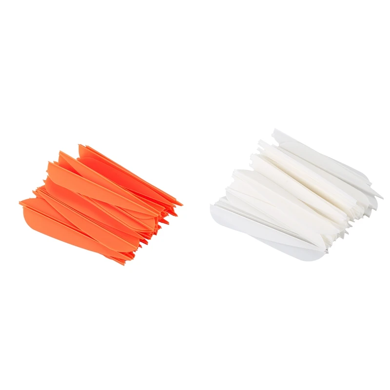 

ELOS-Arrows Vanes 4 Inch Plastic Feather Fletching For DIY Archery Arrows 100Pack(Orange&White)