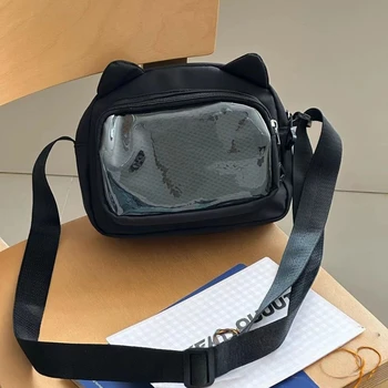 Harajuku giapponese Ragazze carine Y2K Borsa trasparente per cartoni animati Ita Borsa per bambola Ulzzang Borsa a tracolla versatile Borsa per cellulare casual