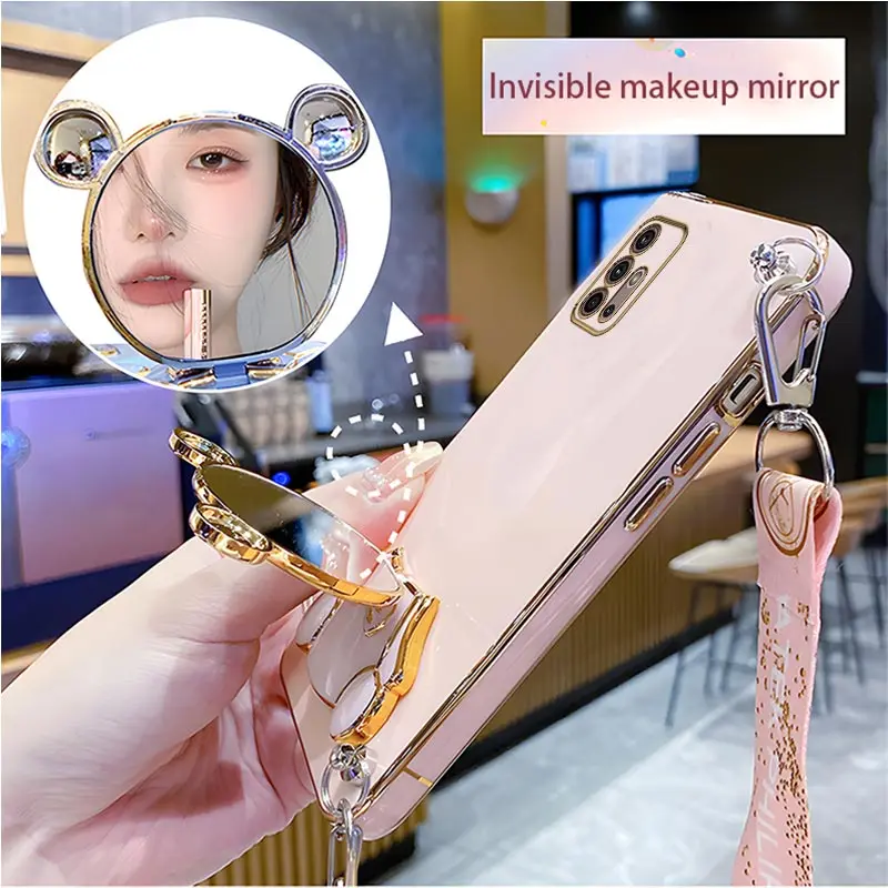 Bear Lanyard Strap Case For Motorola Moto G8 G9 G50 G30 G20 G10 G40 G60S G22 G23 G52 G53 G73 G60s E6S E7 Power Cover_voghion.com