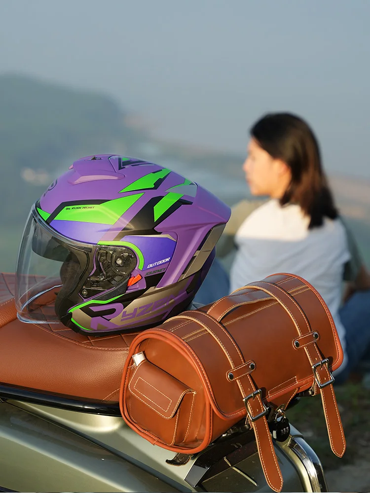 New Eva Rsv Motorcycle Helmet Male Initial Machine Purple Women Winter Helmet Motorcycle Half Helmet Double Mirror F