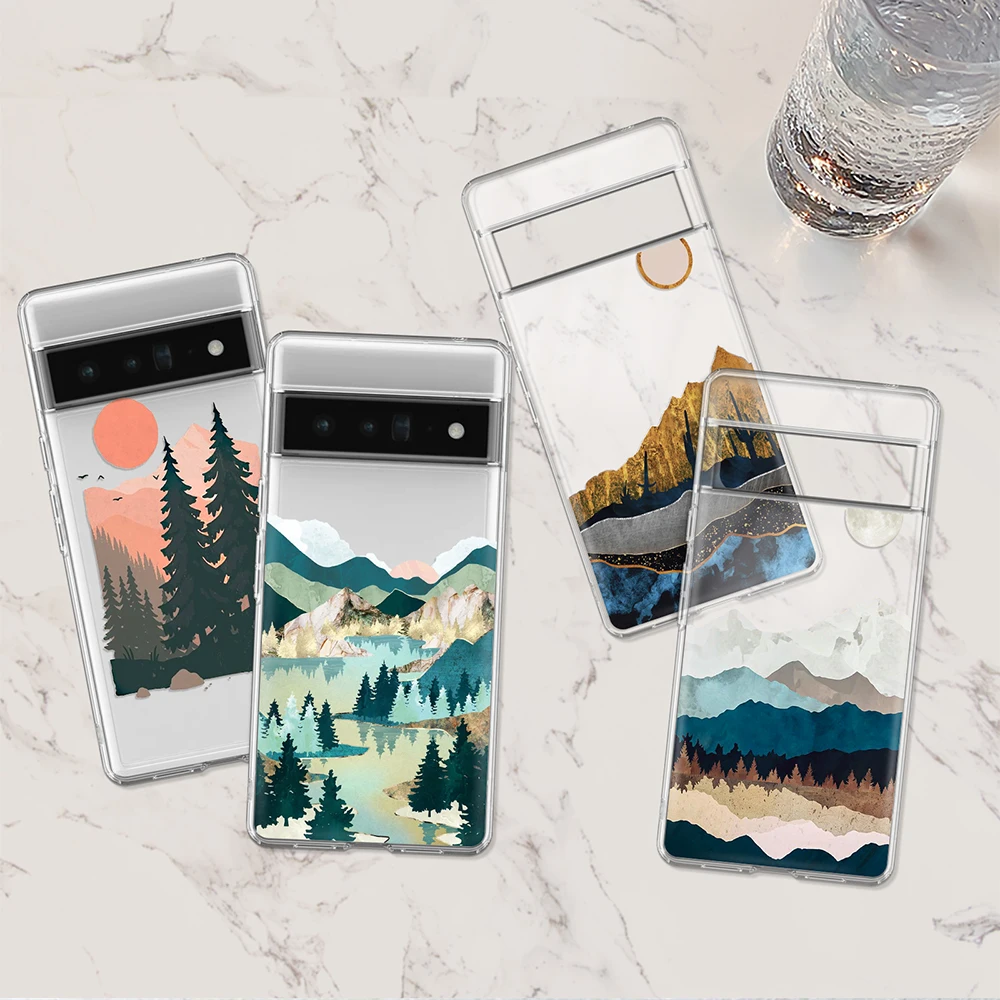 

Forest Illustration Case for Google Pixel 7a 7Pro 7 6a 6 6Pro 5 5a 5G 4XL 4 2 3XL 2XL 3 3a 3aXL 4a Transparent Soft TPU Fundas