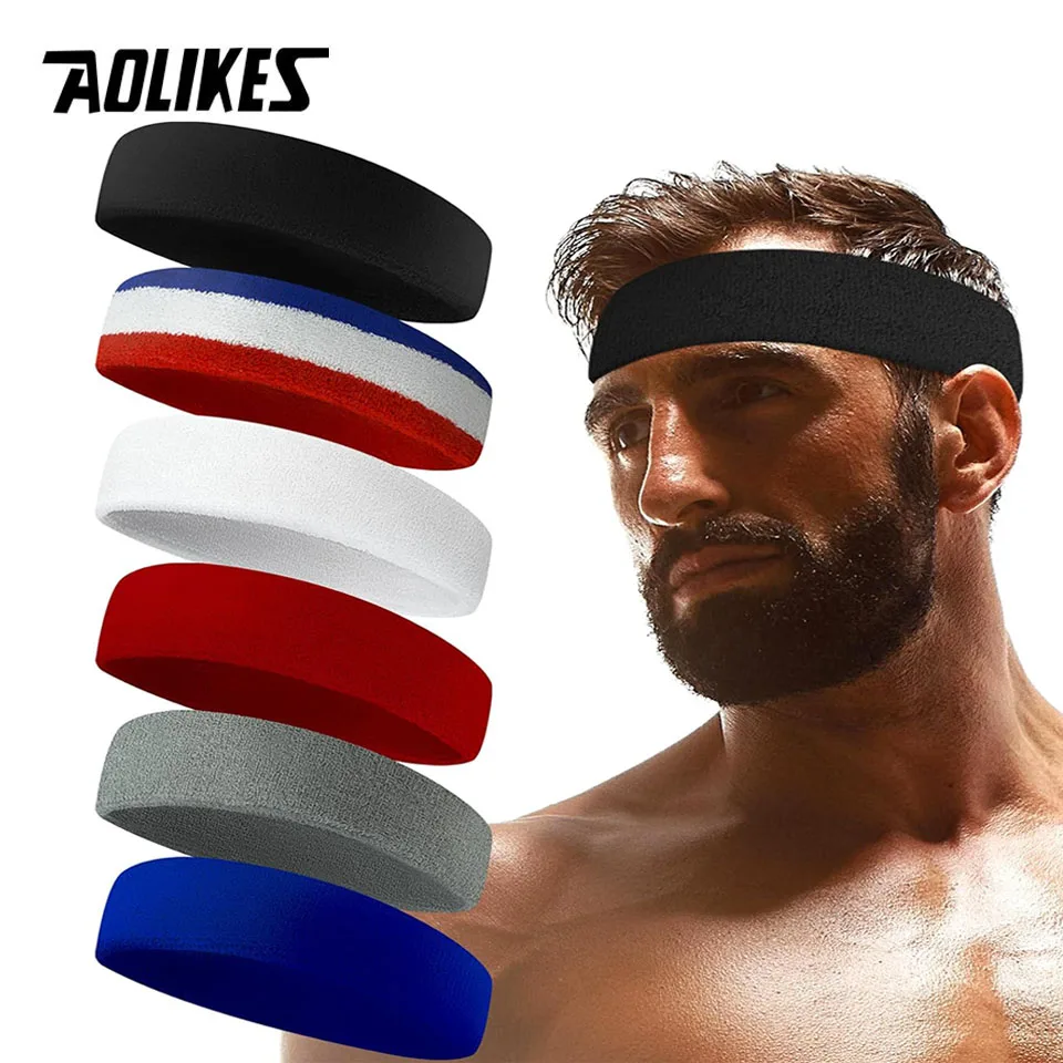 AOLIKES 테니스, 농구, 달리기, 체육관용 스웨트밴드, 테리 천, 수분 흡수, 스포츠 타월, 1 개