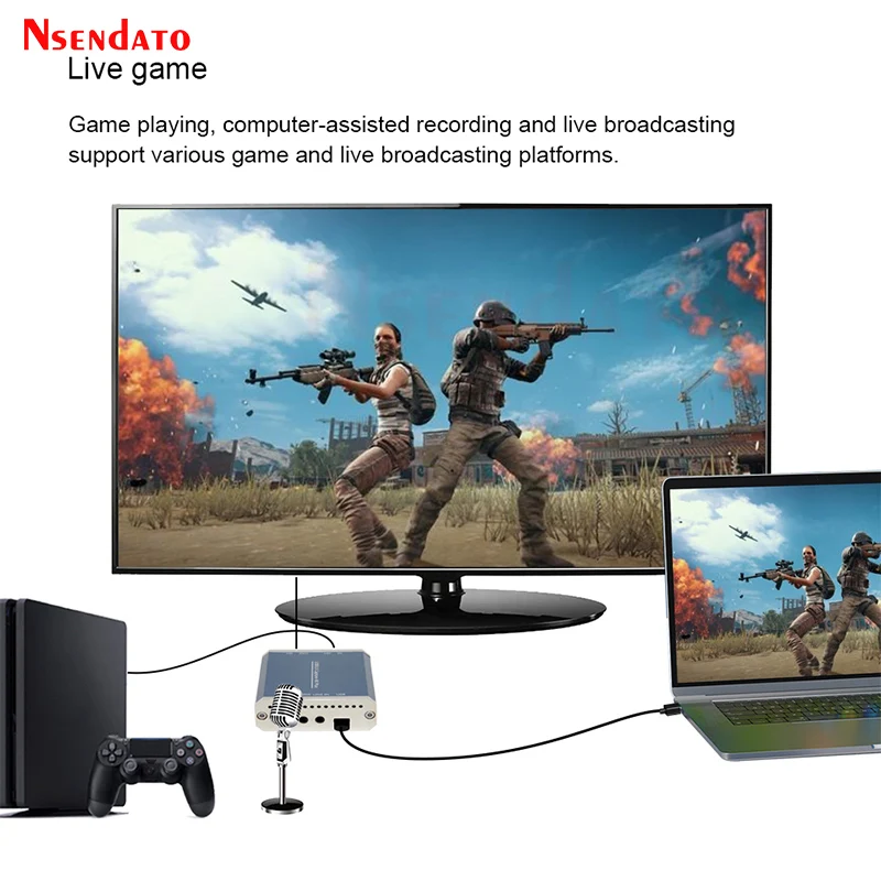 4K UHD HDMI USB3.0 Video Board Capture Card Box Grabber Recorder Dongle With Mic loop For Camera Live Streaming PC TV PS4