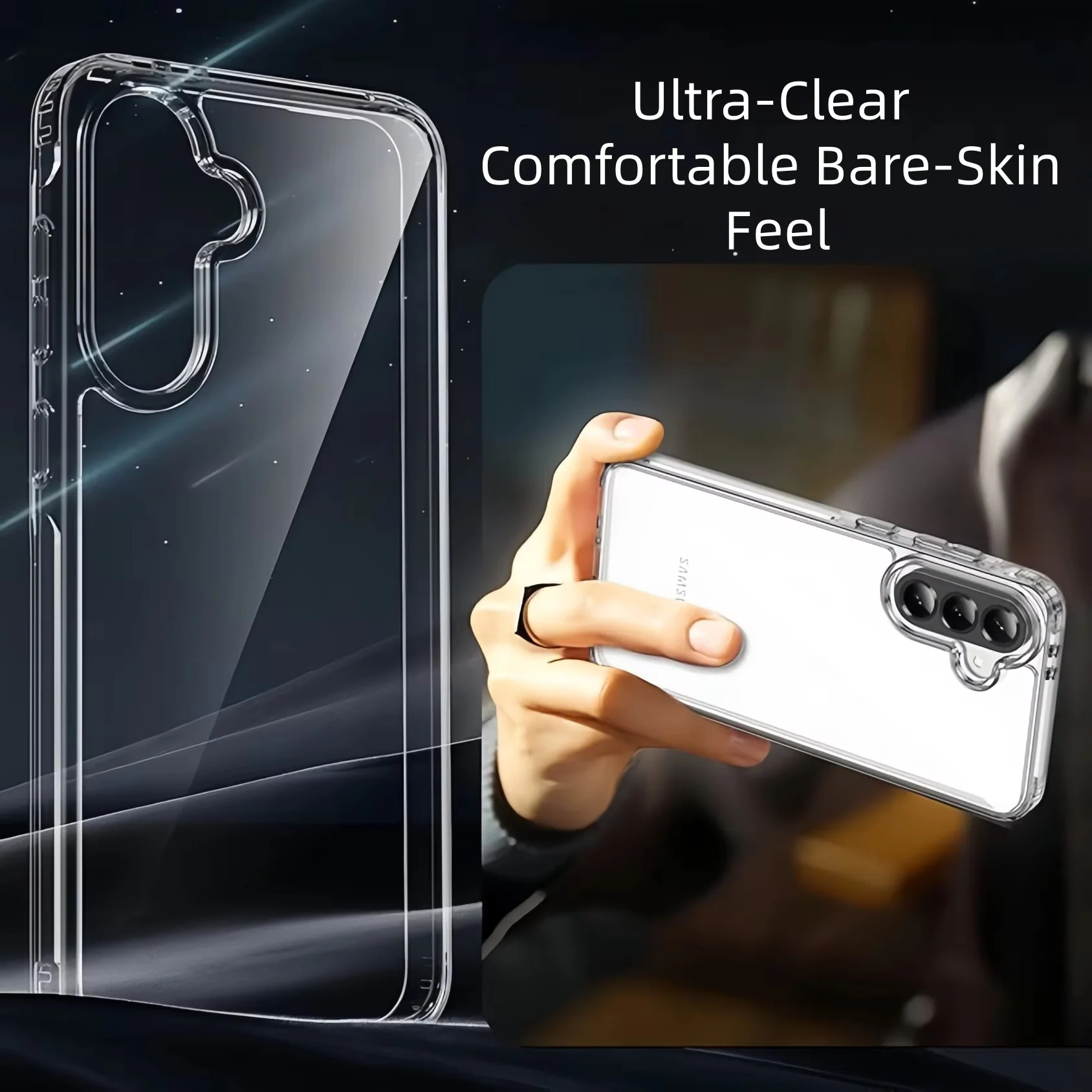 Transparent TPU Shockproof Protection Phone Case with Screen Protector - Clear