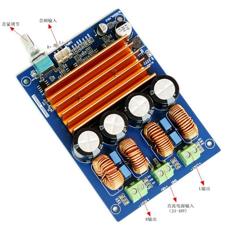 

TPA3255 315W+315W 4Ω 2.0 Channel Class-D Audio Amplifier Board Accessories 20Hz-20Khz 111DB HIFI Digital Audio Module DC 24-28V