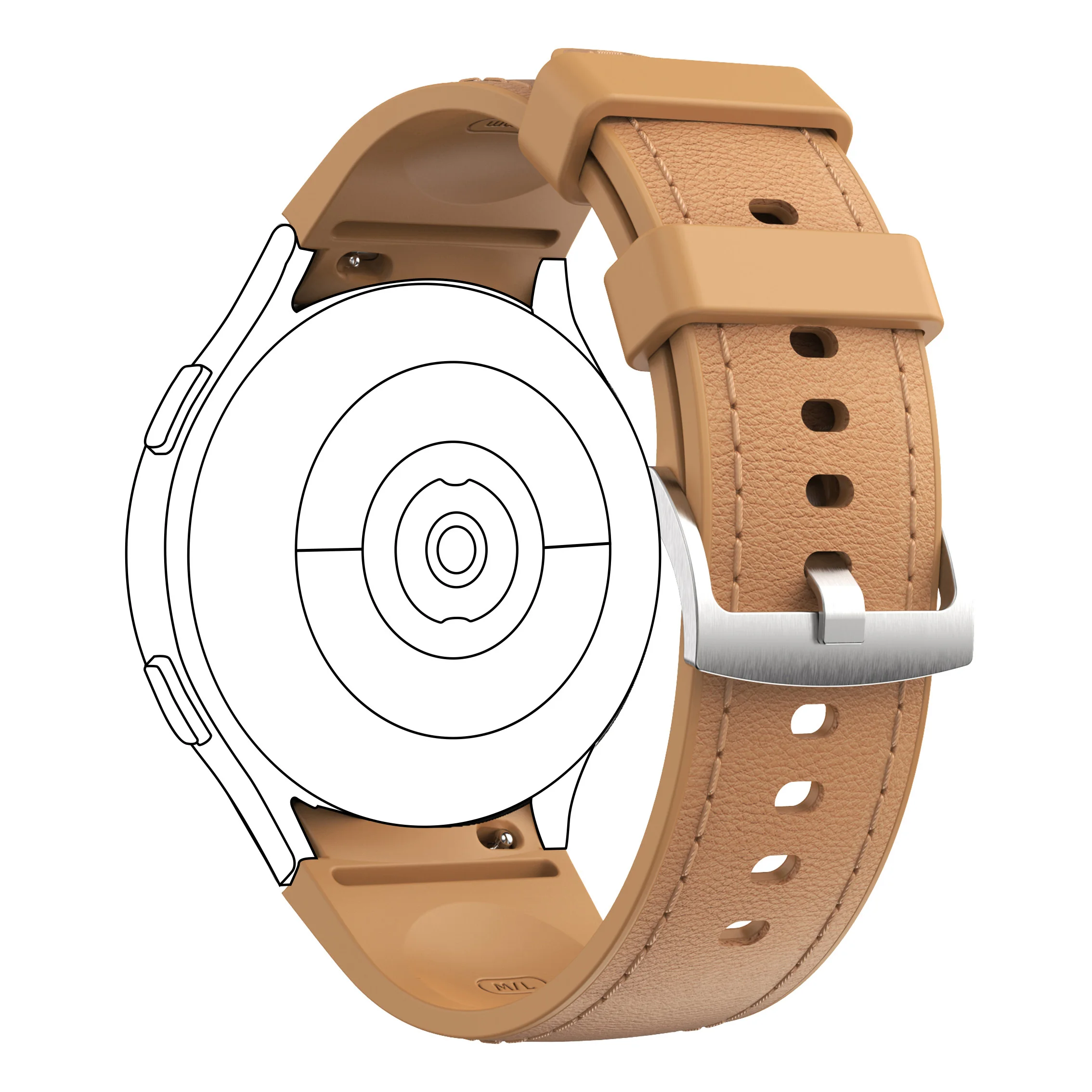 Premium Genuine-Like Leather Watch Strap with Secure Buckle - Classic and Durable Design