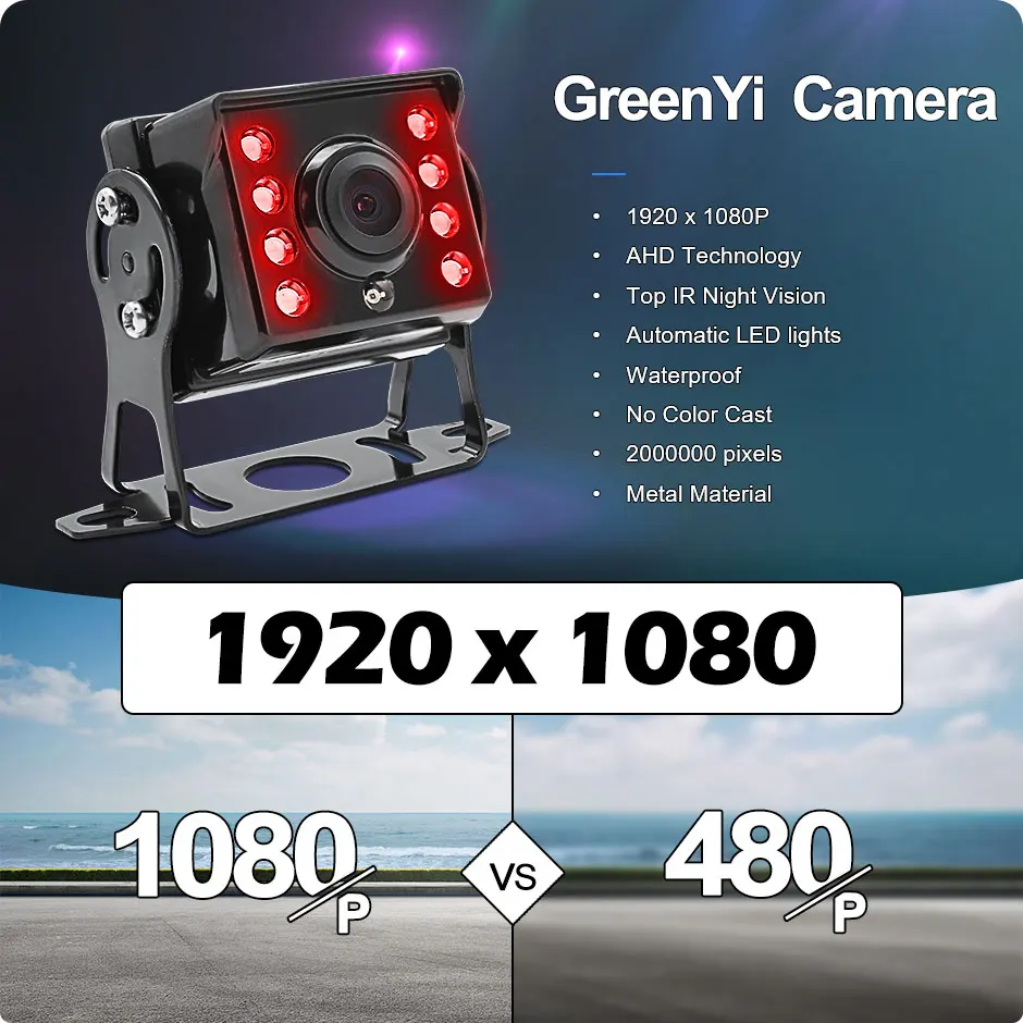 10" AHD 1080P Recording DVR IR Car Rear View Camera Truck Vehicle IPS Monitor Sunshade Support SD Card car rear view camera