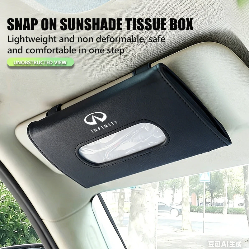 인피니티 FX35 Q30 G37 QX70 G35 QX50 QX60 QX80 QX30 JX35용 차량 티슈 박스, 햇빛 가리개, 시트 등받이 걸이형 티슈 케이스