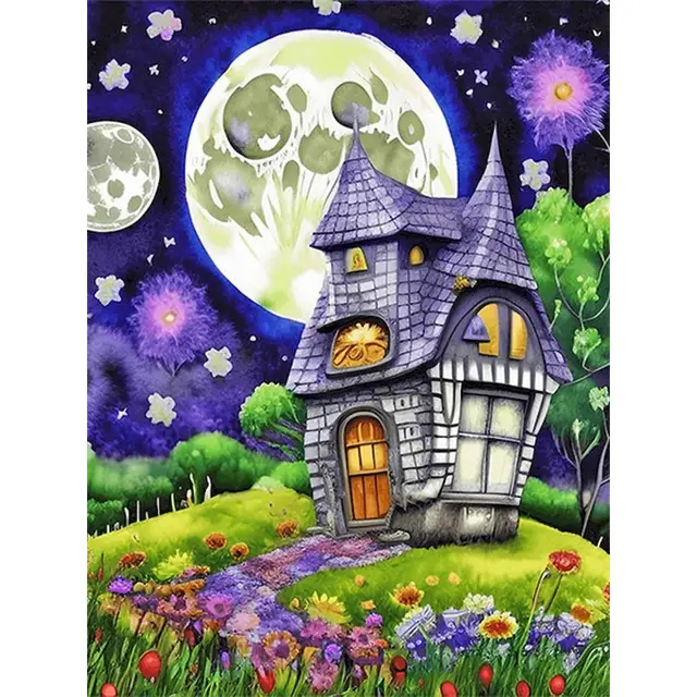 Fun Purple House Nursery painting by numbers Hobby Paint
