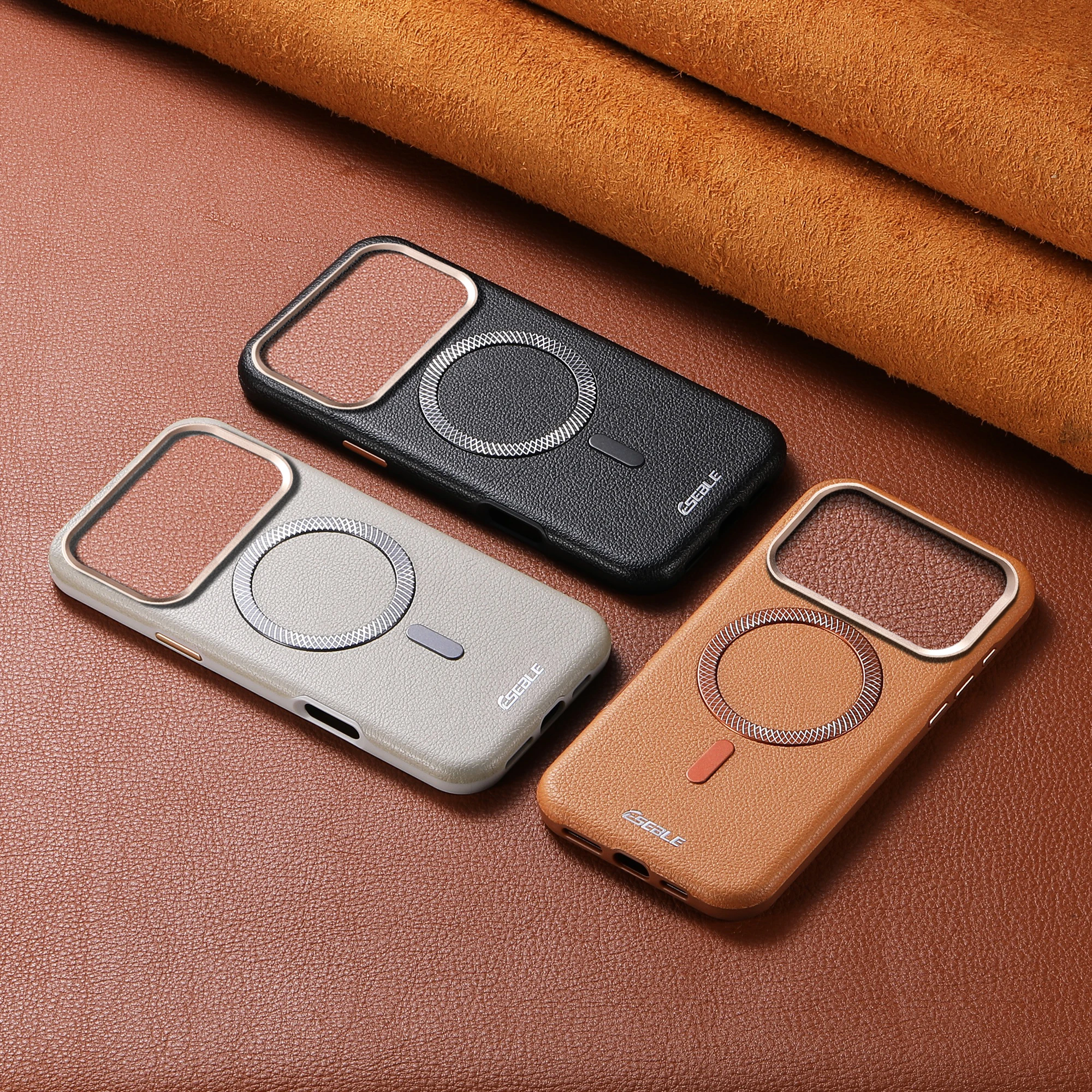 Luxury Magnetic Leather Phone Case with Magsafe - Wireless Charging & Shockproof Alloy Lens Cover