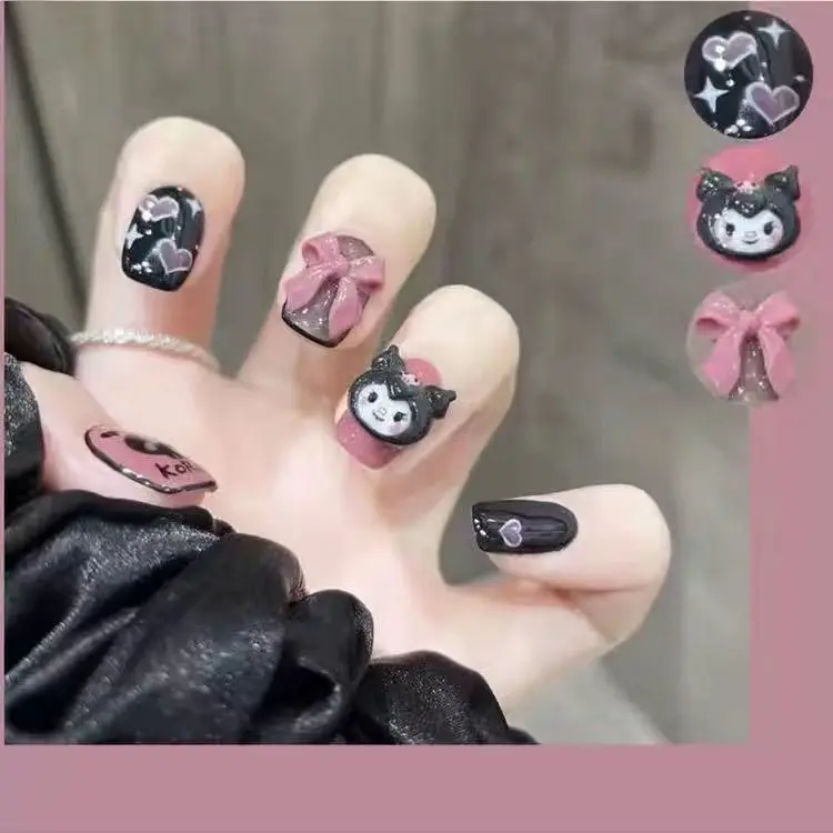 

Sanrio Kuromi Peripheral Two-dimensional Wearable Nail Patch Sweetheart Cool Style Dark Style Nail Patch Best Gift