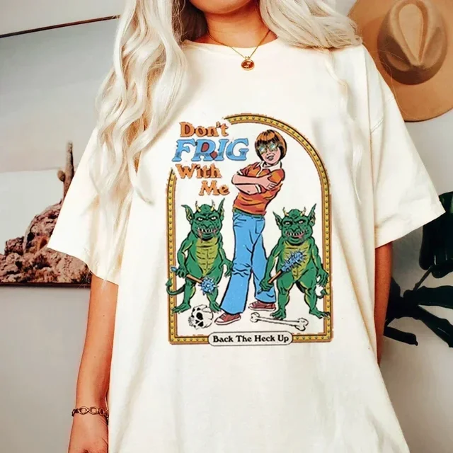 Satan Devil T-shirt Horror Devil Retro T-shirt 2024 Women's