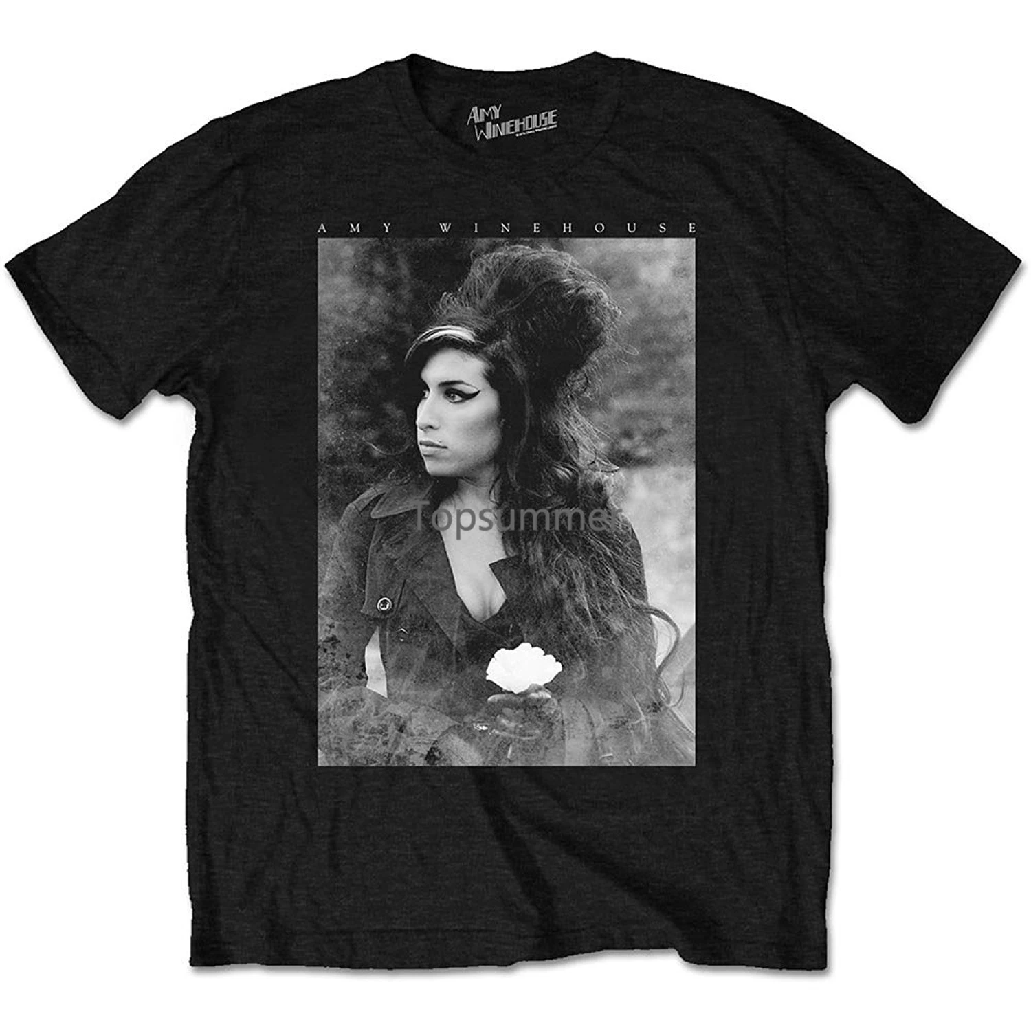 

Amy Winehouse Flower Portrait Rock Official Tee T Shirt Mens Unisex