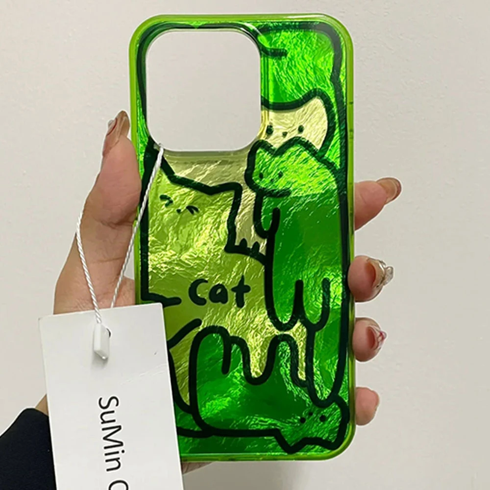 Cute Purple Line Cat Vortex Pattern Bumper Shockproof Phone Case