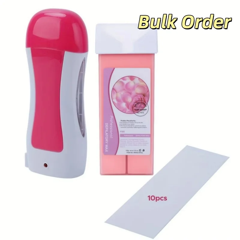 US plug Hair Removal Wax Set Includes 1 Rose Soft Wax Box 10 Strips and 1 Melt Heater Unisex