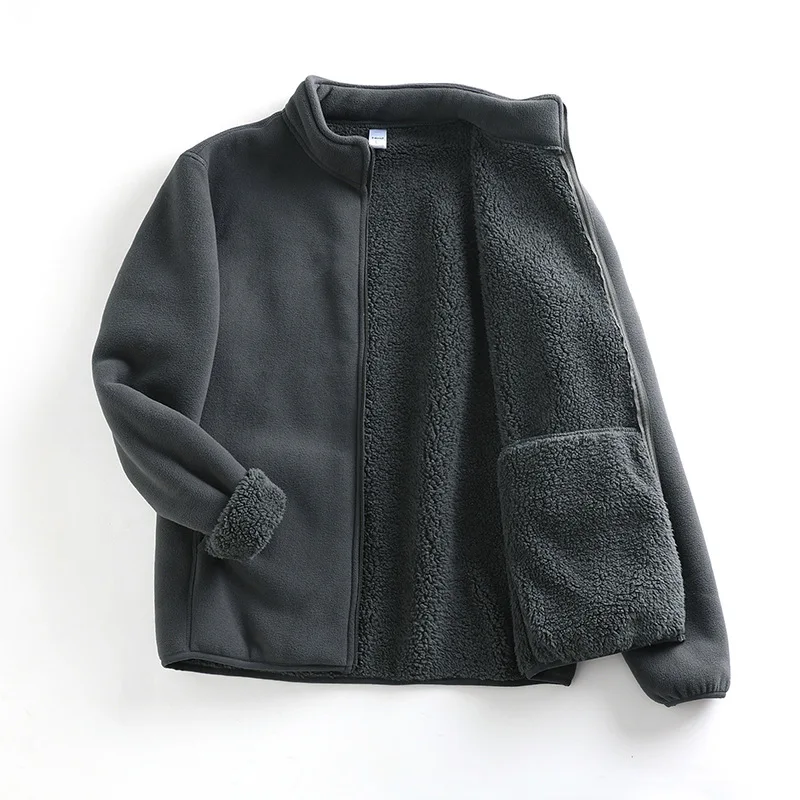 Double-layer Composite Polar Fleece Stand-up Collar Jacket for Couples