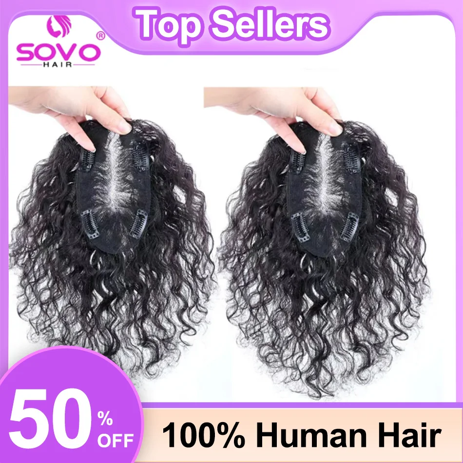 

13x14cm Swiss Lace Human Hair Toppers For Women Natural Wavy Curly Topper Virgin Hair Clip In Hairpieces for Hair Loss Volume