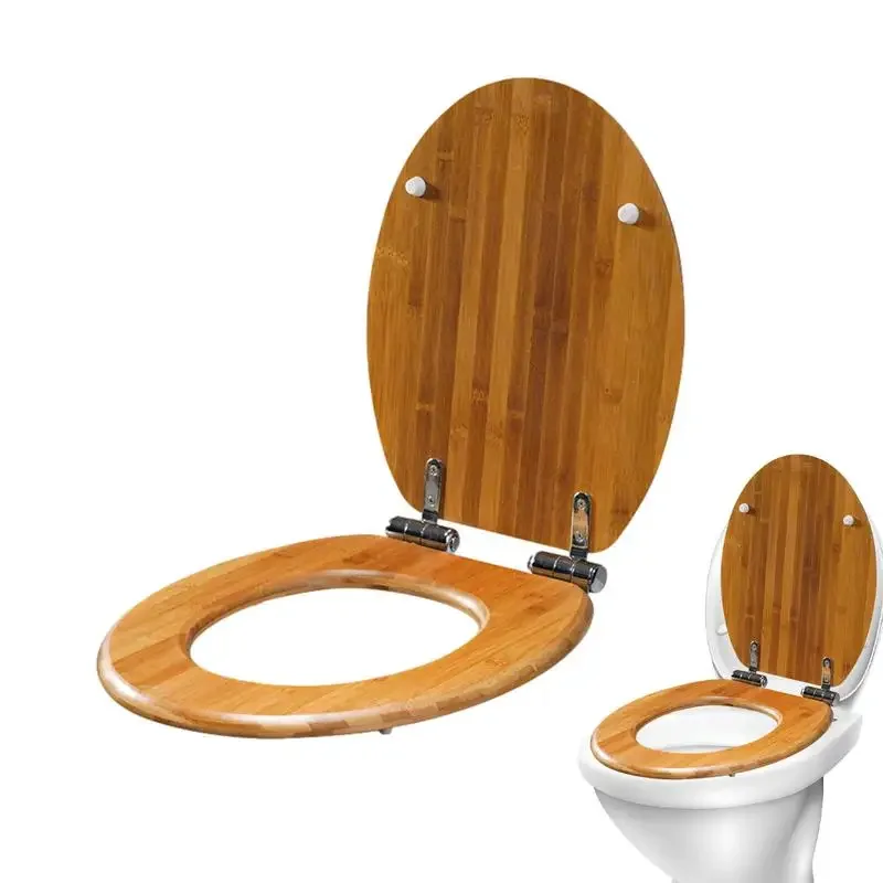 

Wooden Toilet Seat Oval Molded Wood Toilet Seat With Stainless Steel Hinges Easy To Clean Anti-pinch Soft Close Wood Toilet Seat