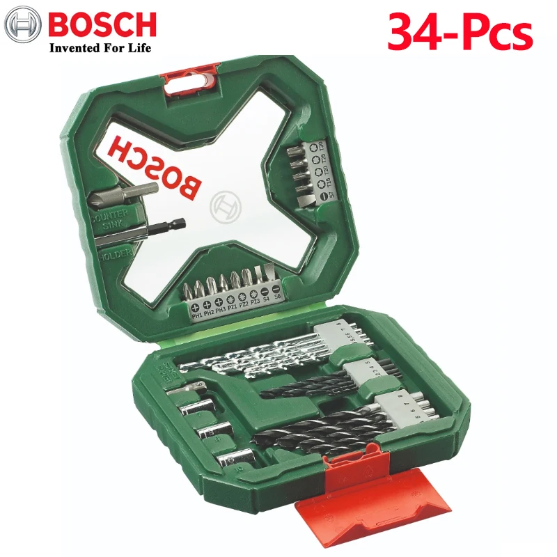 BOSCH 34pcs X Line Drill Driver Bit Screwdriver Bit Set Metal Masonry Wood Drill Bit Screwdriver Head Mixed Combination