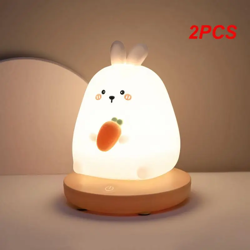 

2PCS Bedroom night light for children cute animal pig rabbit led Silicone lamp Touch Sensor Dimmable kid Holiday Gift